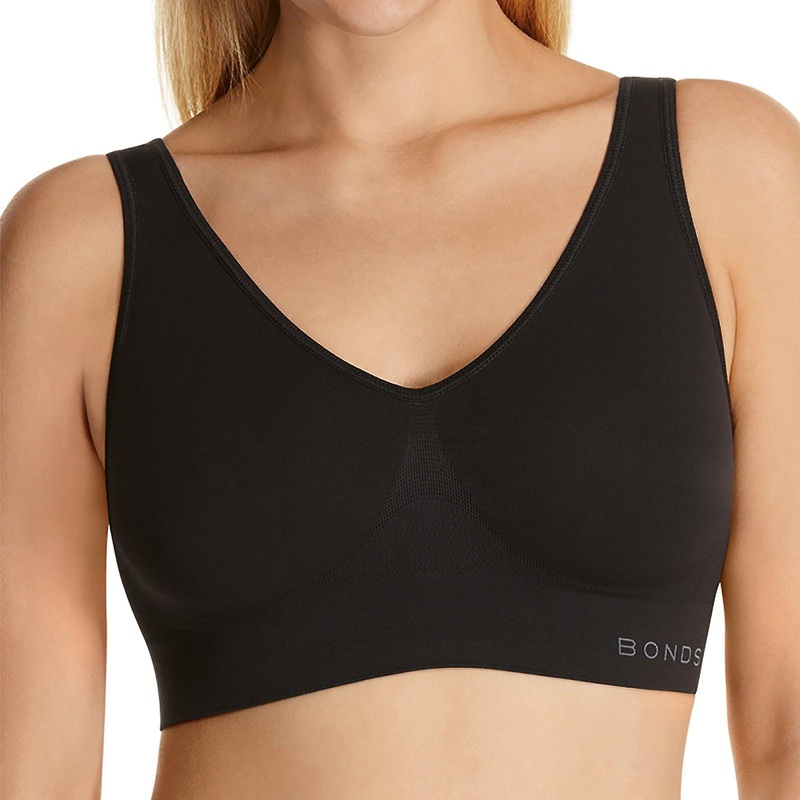 Bonds Womens Seamfree Wireless Wire Free Black Comfy Sports Bra Crop Tank Top Wvlhy
