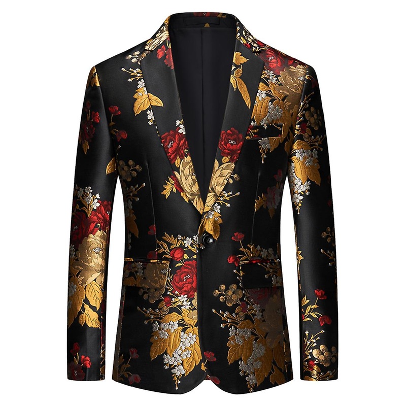 Cloudstyle Men’s Party Dress Floral Print Slim Suit Jacket