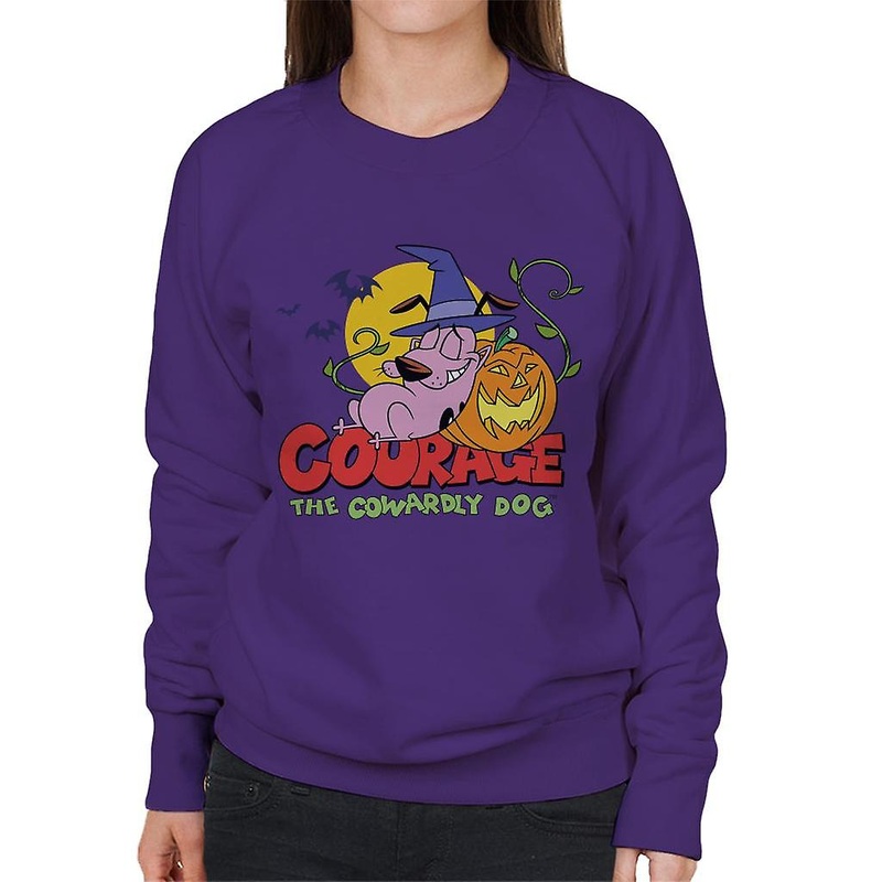 Courage The Cowardly Dog Halloween Leaning On Pumpkin Women’s Sweatshirt
