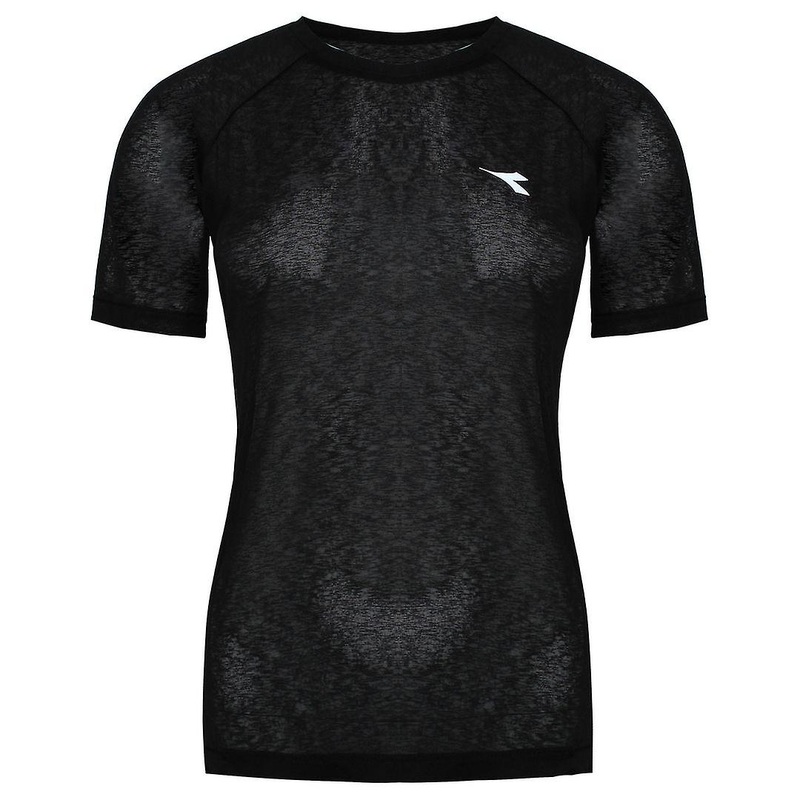 Diadora Short Sleeve Black Crew Neck Womens Active T-Shirt 102 173463 01 80014