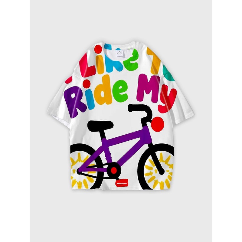 T-Shirt Round Neck, Loose Short Sleeve Pattern Graphic Tee, Unisex Summer Casual Top W2881