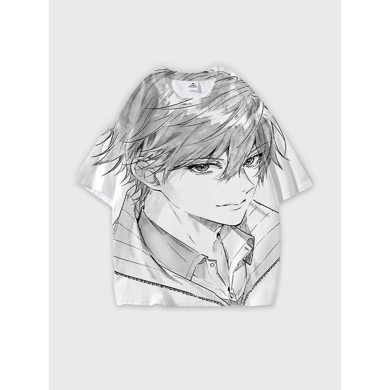 T-Shirt Round Neck, Loose Short Sleeve The Prince of Tennis Graphic Tee, Unisex Summer Casual Top V672