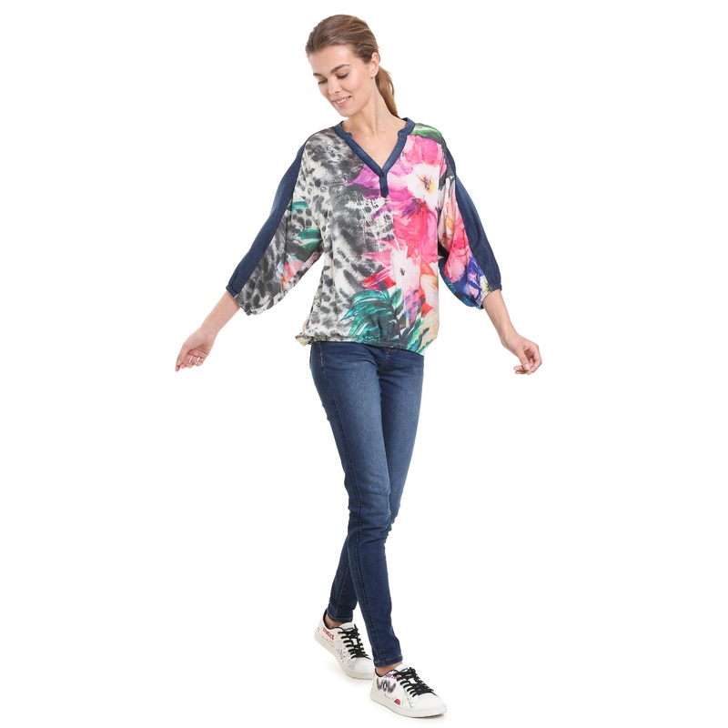 Desigual Women’s Marlen Floral & Leopard Blouse