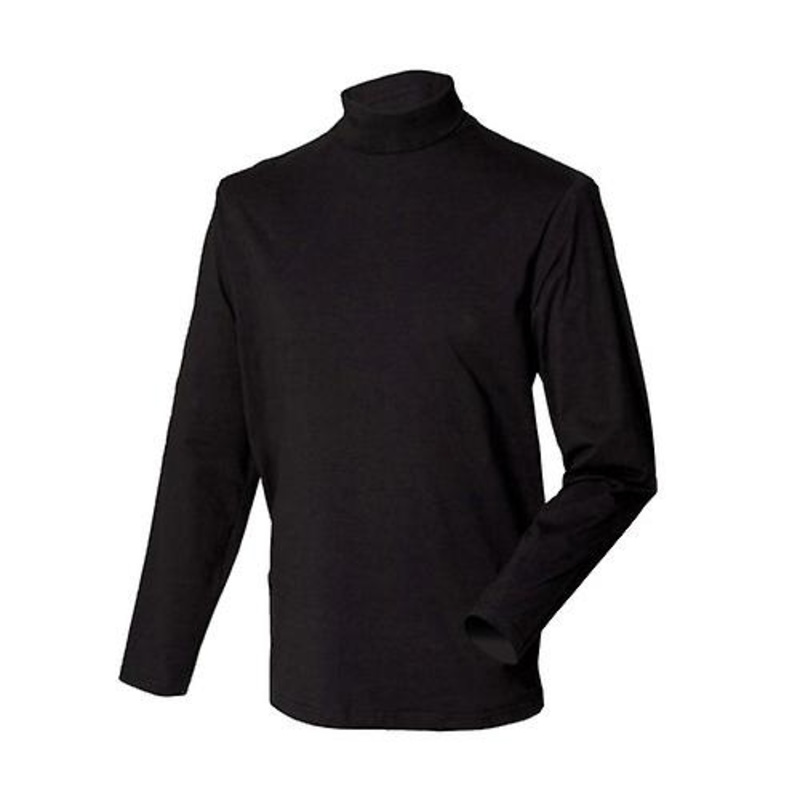 Henbury Mens Long Sleeve Cotton Rich Roll Neck Top / Sweatshirt