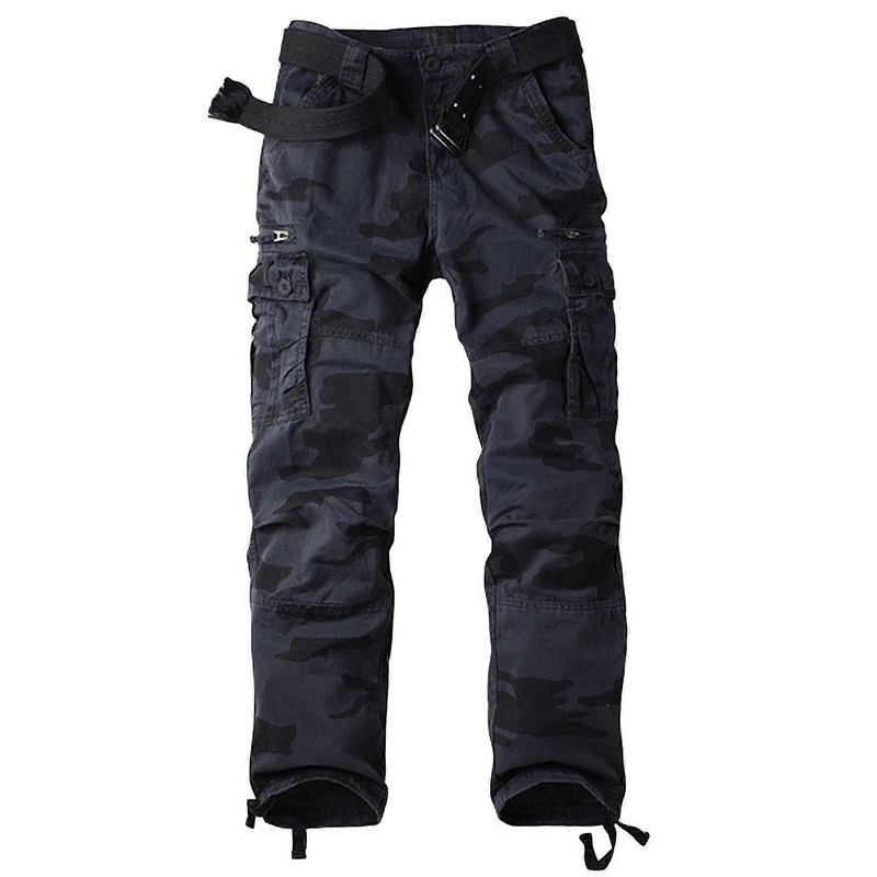 Men’s Outdoor Camo Cargo Pants MultiPocket Casual Straight Leg Trousers Mountain Camping Hiking Military Pants