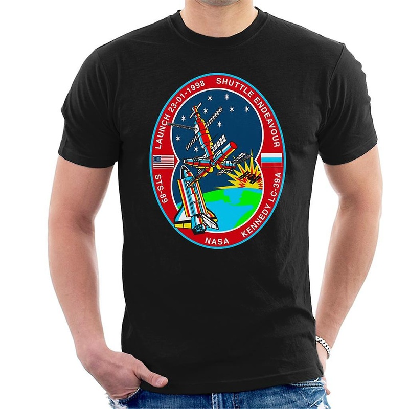 NASA STS 89 Endeavour MIR Space Station Badge Men’s T-Shirt