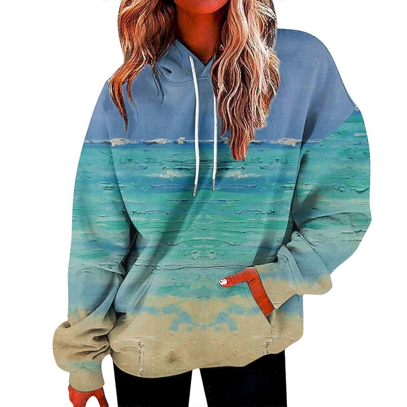 Oversized Hoodie for Women Lightweight Zip Jacket Sweatshirt Pullover Hoodie in Green, Size L, Casual Style