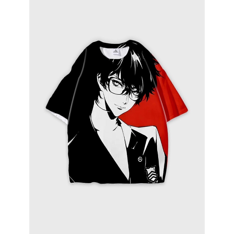 T-Shirt Round Neck, Loose Short Sleeve PERSONA Graphic Tee, Unisex Summer Casual Top V174