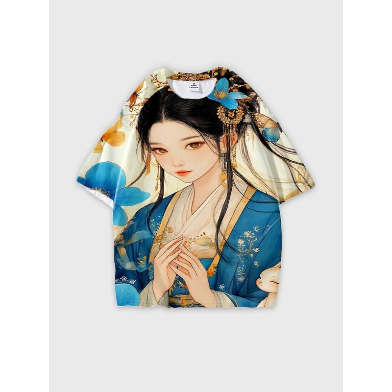 T-Shirt Short Sleeve Round Neck, Summer Casual Loose Graphic Tee, Unisex Pattern V2220