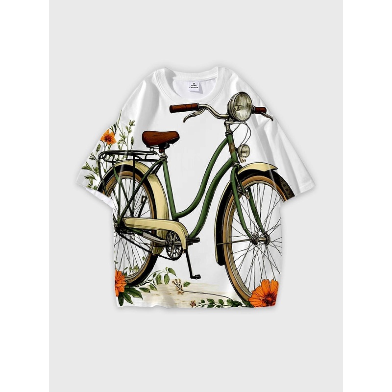T-Shirt Short Sleeve Round Neck, Summer Casual Loose Graphic Tee, Unisex Pattern W2744