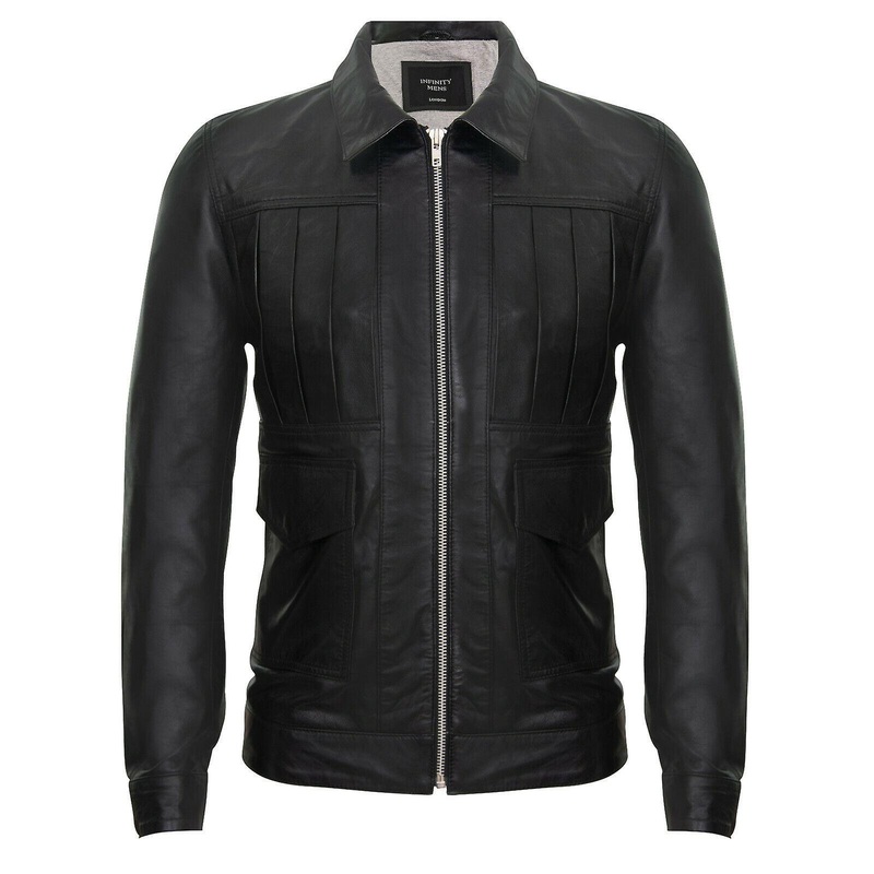 Men’s Black Retro Leather Jacket Racing  Biker Jacket