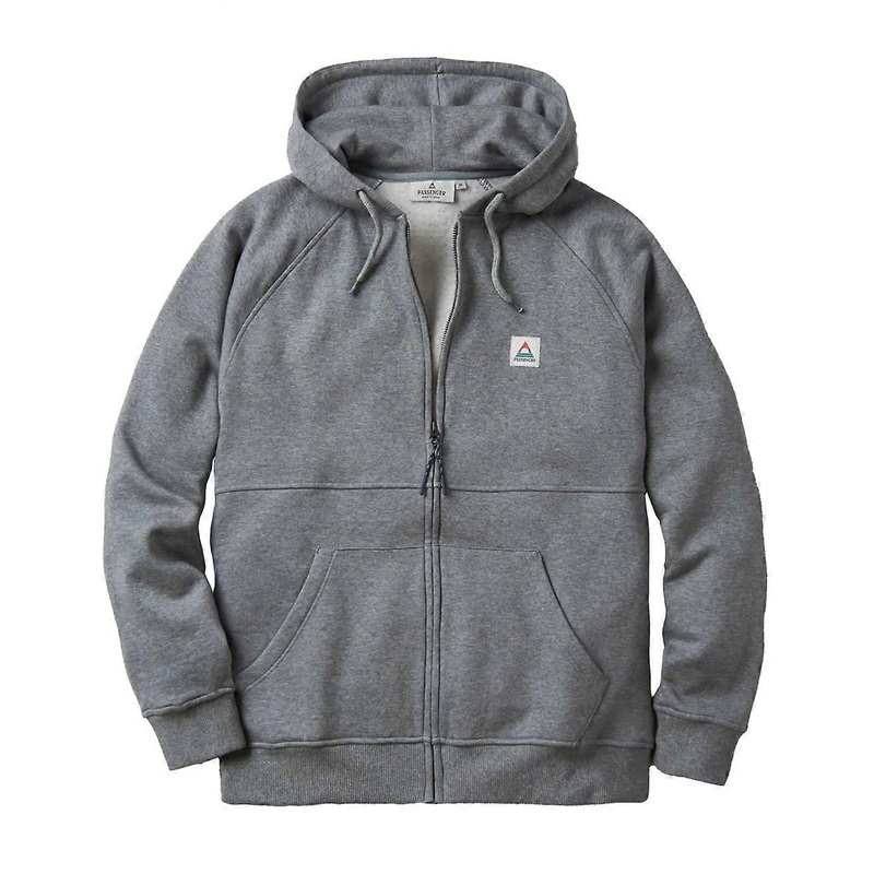 Men’s Passenger Heritage Recycled Cotton Full Zip Hooded Sweat – Dark Grey Marl