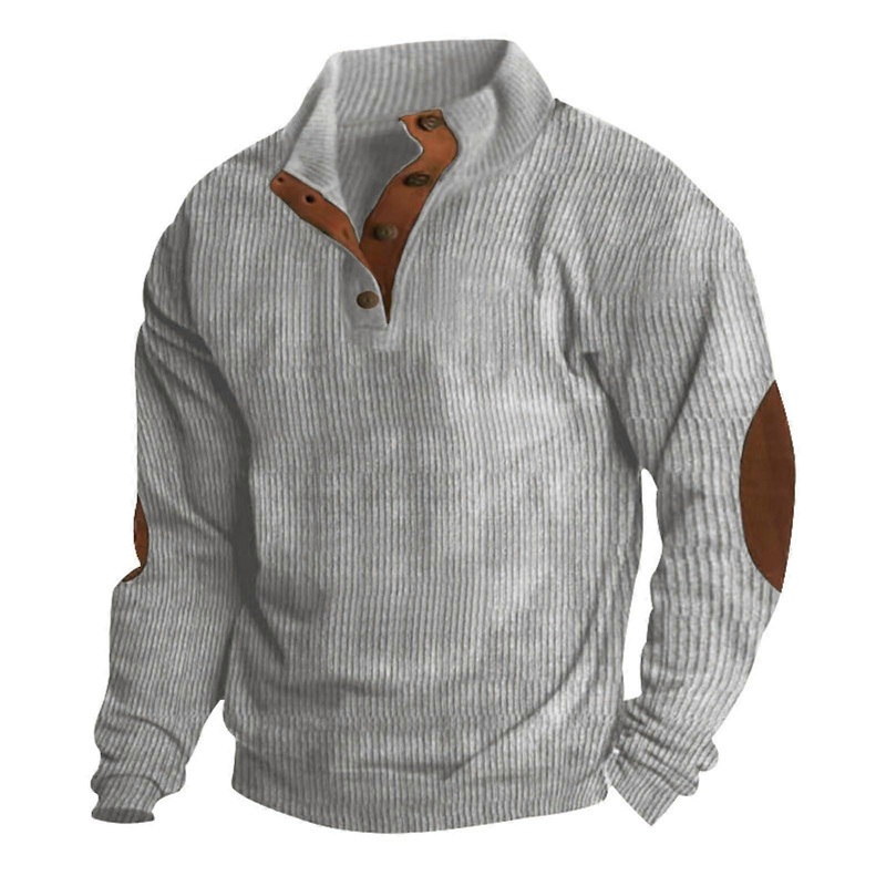 Stylish Men’s Hooded Sweatshirt with Long Sleeves Stand Collar Gray M