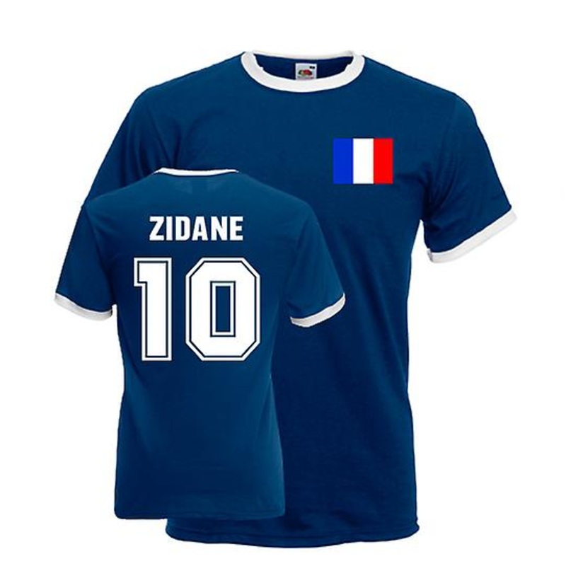 Zinedine Zidane France Ringer Tee (dark Blue)
