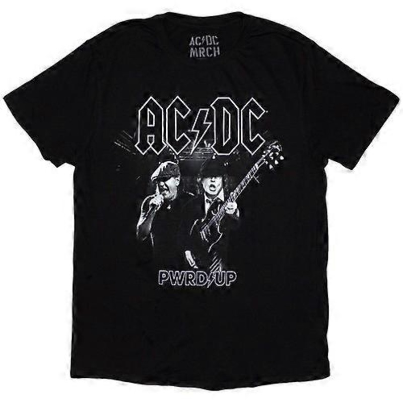 AC/DC Unisex Adult PWRD-UP B&W Photo EU Tour ’24 Back Print T-Shirt
