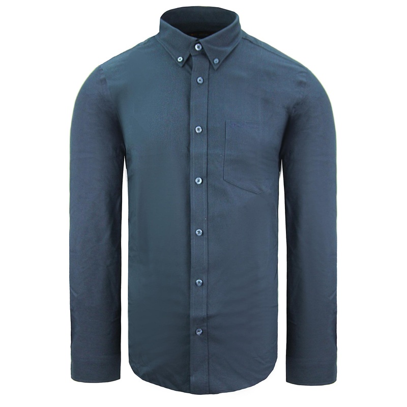 Ben Sherman Oxford Long Sleeve Plain Mens Navy Shirt 0062499 NAVY
