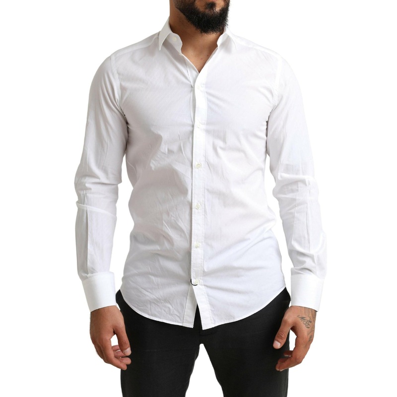 Dolce & Gabbana Men’s White Martini Cotton Dress Formal Shirt