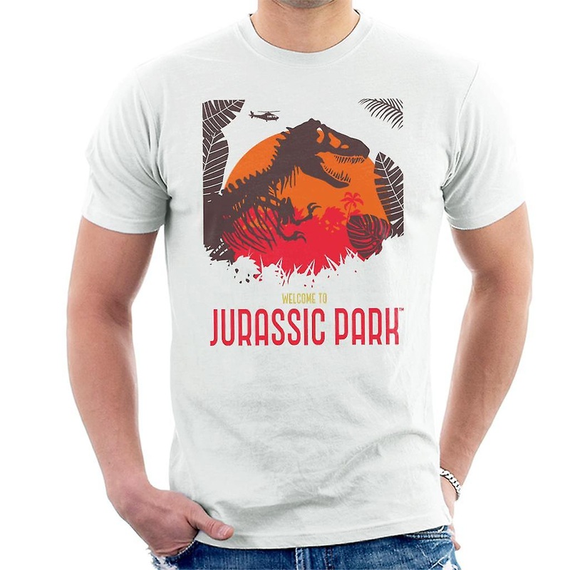 Jurassic Park Welcome To Jurassic Park T Rex Silhouette Men’s T-Shirt