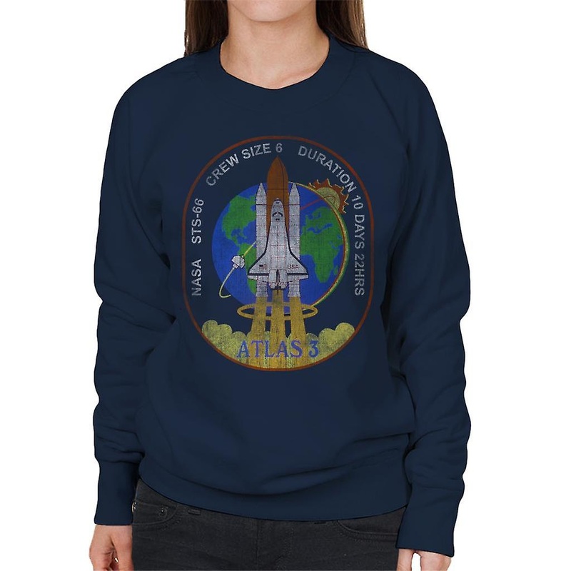 NASA STS 66 Atlantis Mission Badge Distressed Women’s Sweatshirt