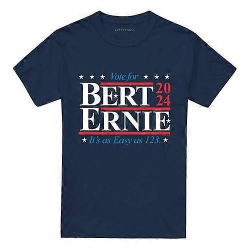 Sesame Street Unisex Adult Bert Ernie For President 123 Vote T-Shirt