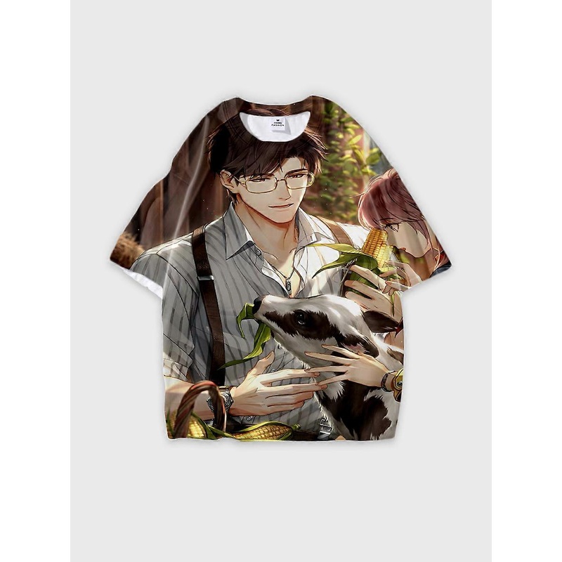 T-shirt round neck book Role Pattern loose short sleeve JW3025