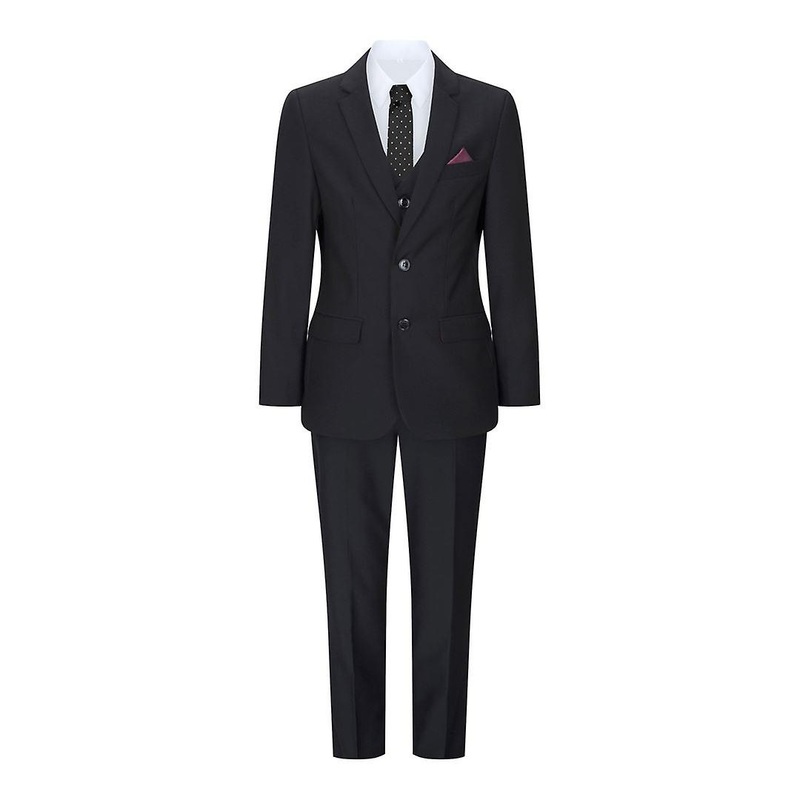 Boys 3 Piece Tailored Fit Complete Suit Classic Wedding Mourning Funeral