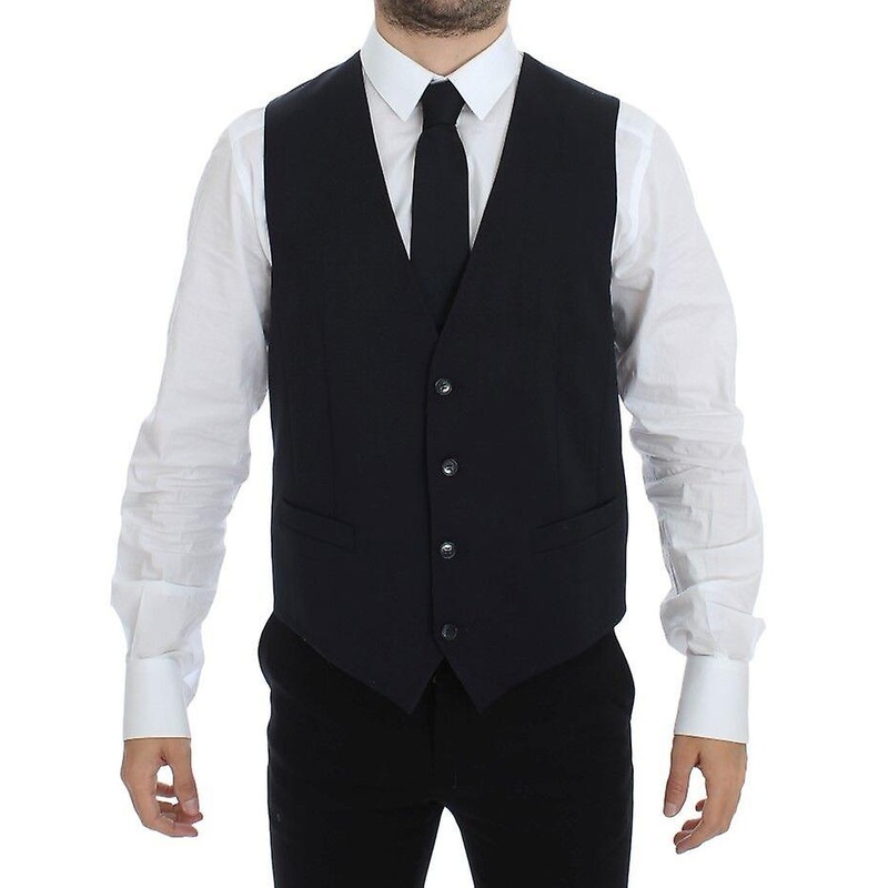 Gray Striped Wool Silk Dress Vest Gilet