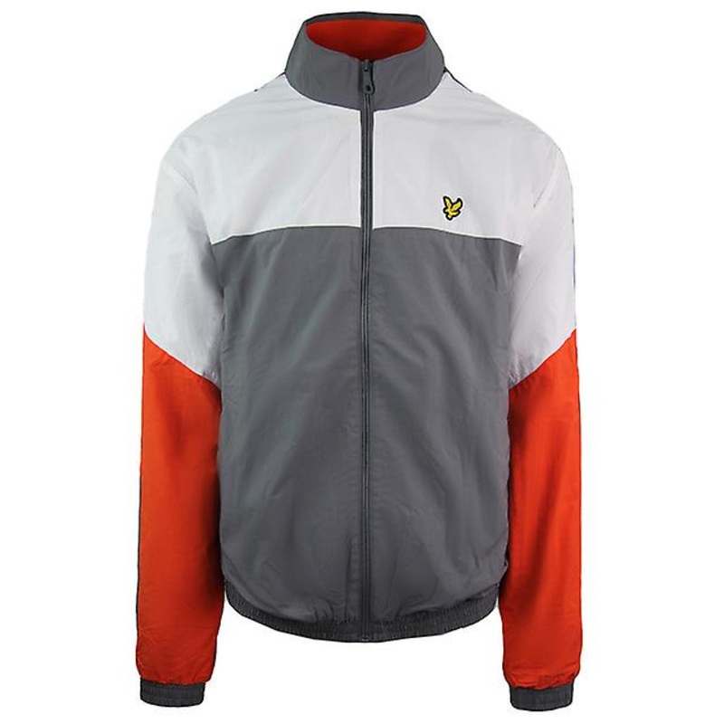 Lyle & Scott Multi Panel ZipUp Nylon Track Top Long Sleeve Grey Mens ML1307V T28