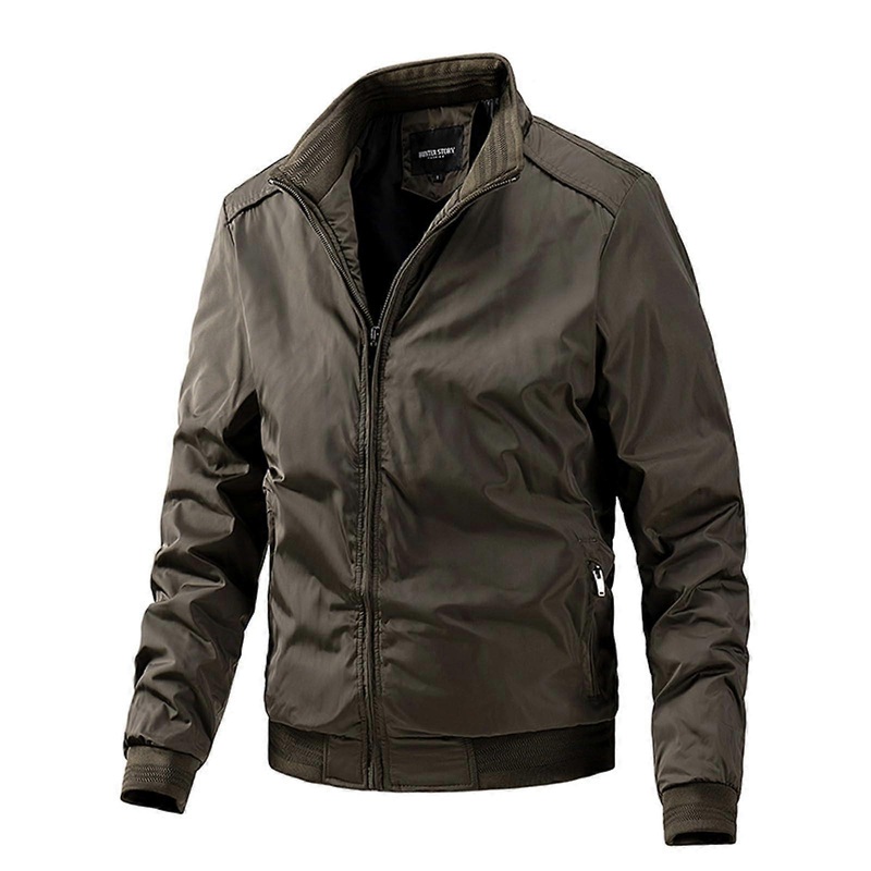 Men’s Work Jacket Cargo Pocket, Military Stand Up Collar, 5XL Durable Coffee