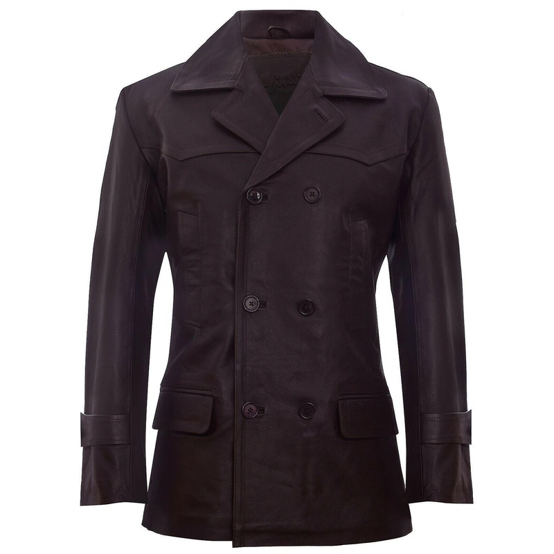 Mens Dr Who Brown Cow Hide Leather Jacket