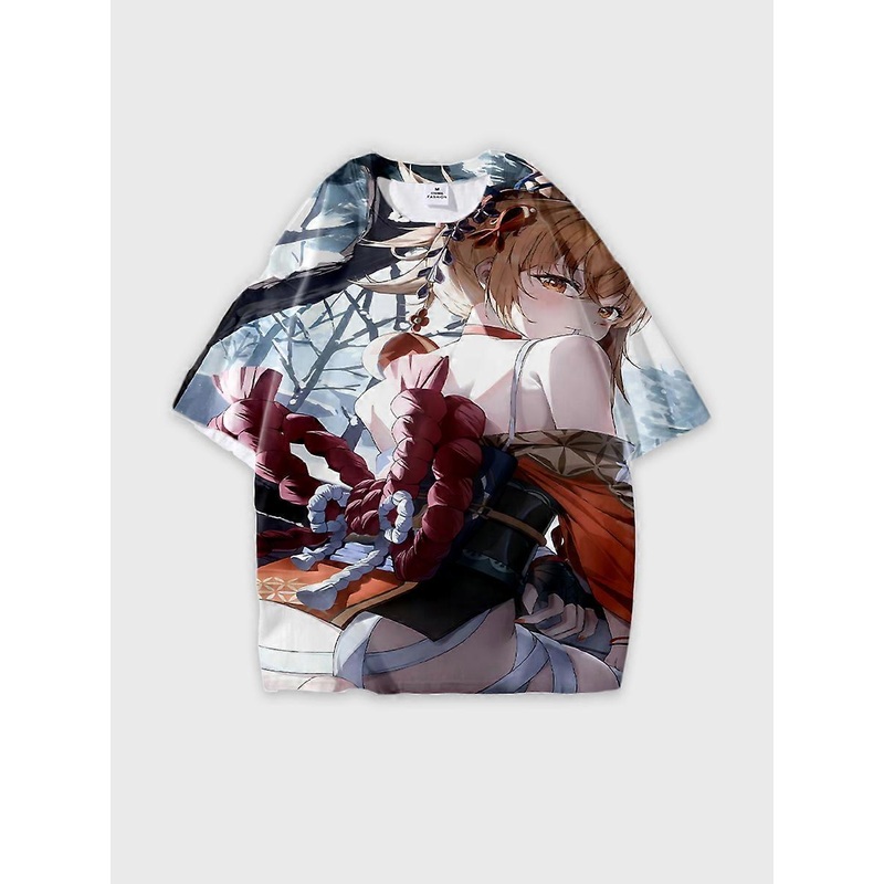 T-shirt round neck Role Pattern loose short sleeve D320