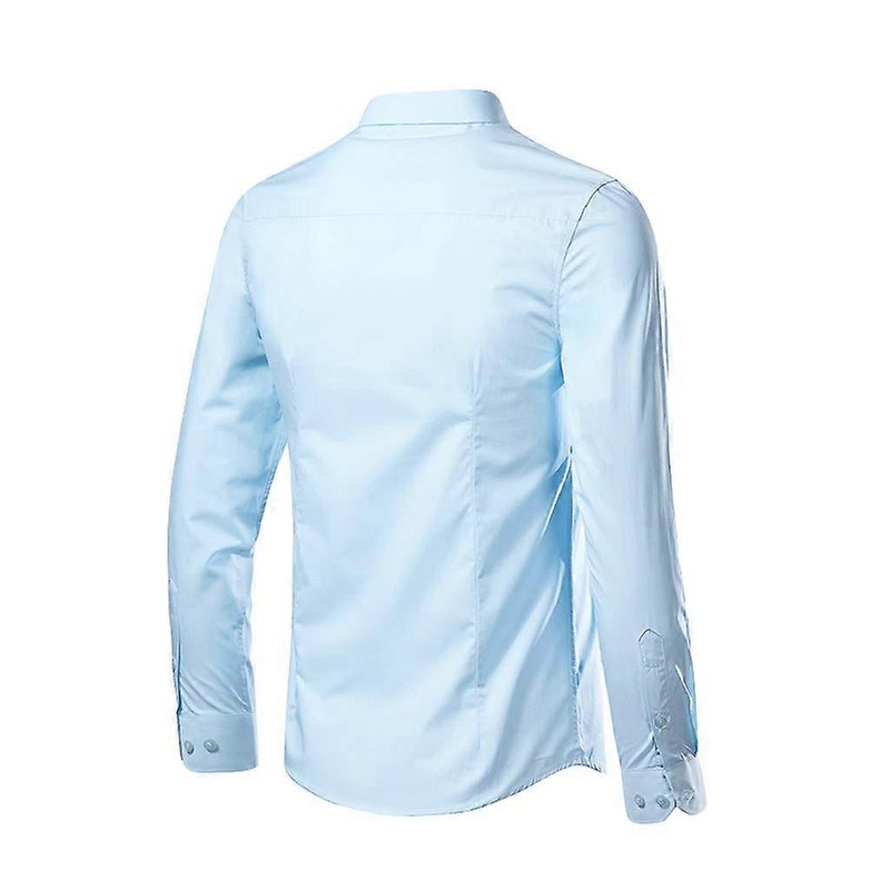 Business Shirt Men’s Long Sleeve Non-Iron Regular Fit Dress Shirt with Chest Pocket Breathable Sky Blue XL