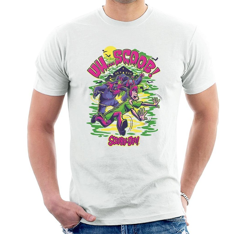 Scooby Doo Halloween Shaggy Being Chased Uh Scoob Men’s T-Shirt