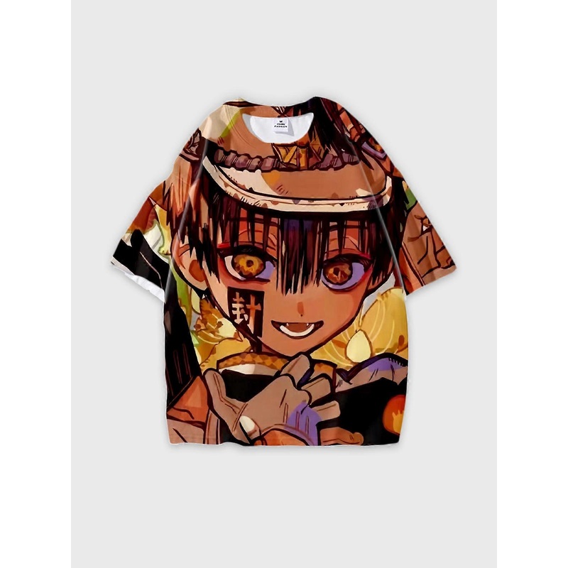 T-Shirt Round Neck, Loose Short Sleeve Toilet-bound Hanako-kun Graphic Tee, Unisex Summer Casual Top W205