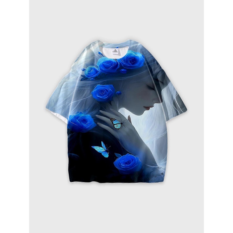 T-Shirt Short Sleeve Round Neck, Summer Casual Loose Graphic Tee, Unisex Pattern V2306