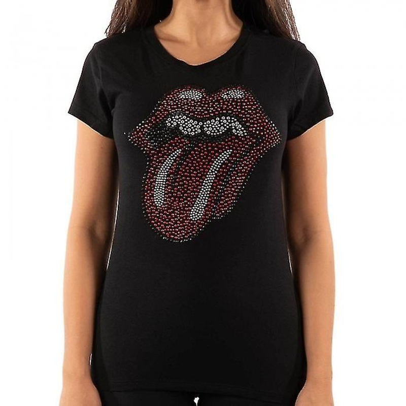 The Rolling Stones Womens/Ladies Classic Tongue Diamante T-Shirt