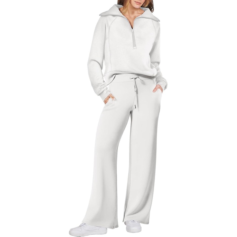 Women’s 2 Piece Oversized Half Zip Sweatsuit Set – Fall Lounge Tracksuit For Fashionable Comfort
