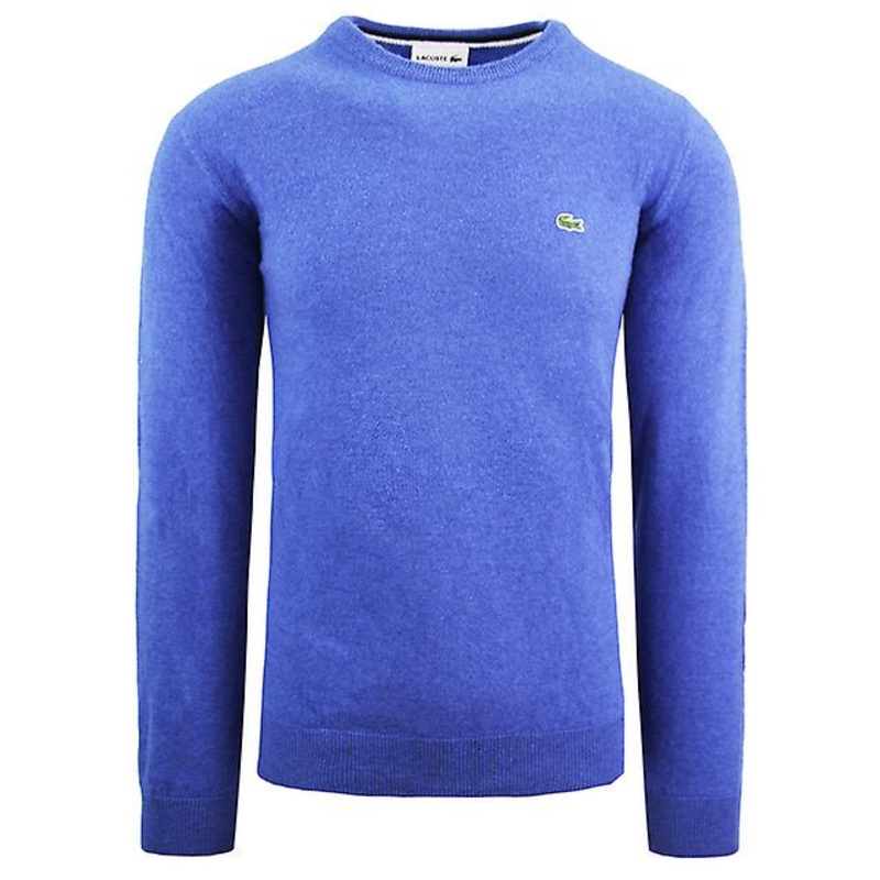 Lacoste Crew Neck Wool Jersey Knit Jumper Blue Mens Pullover AH0841 AT9