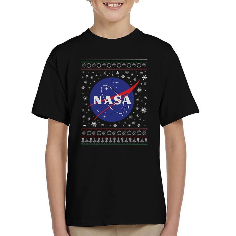 The NASA Classic Insignia Christmas Knit Pattern Kid’s T-Shirt