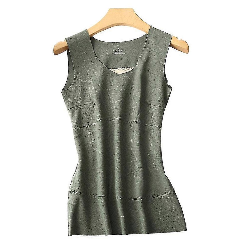 Thermal Tank Top For Women Shirt Sleeveless Camisole Silk Patch Warm Vest Underwear – Green