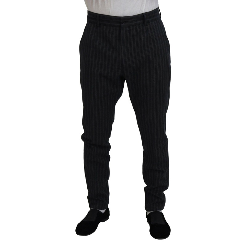 Dolce & Gabbana Dark Gray Stripes Chino Dress Pants