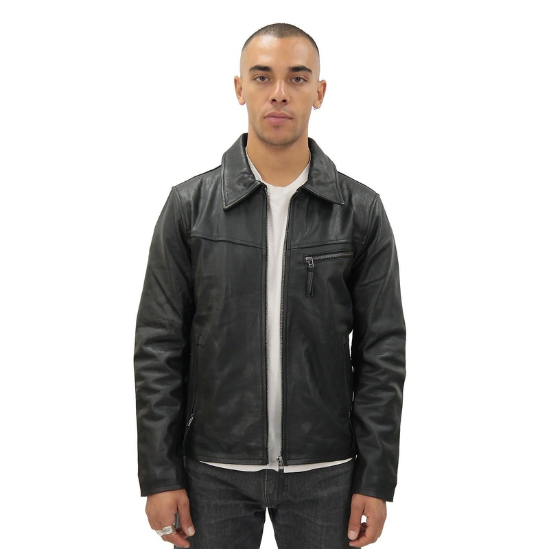Men’s Black Cow Hide Leather Biker Jacket
