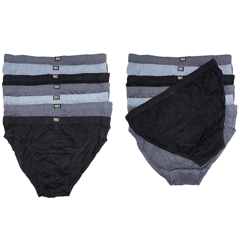 Rio 14 Pack Mens Cotton Plain Hipster Briefs Undies Underwear Grey Black Bulk Mxl47w