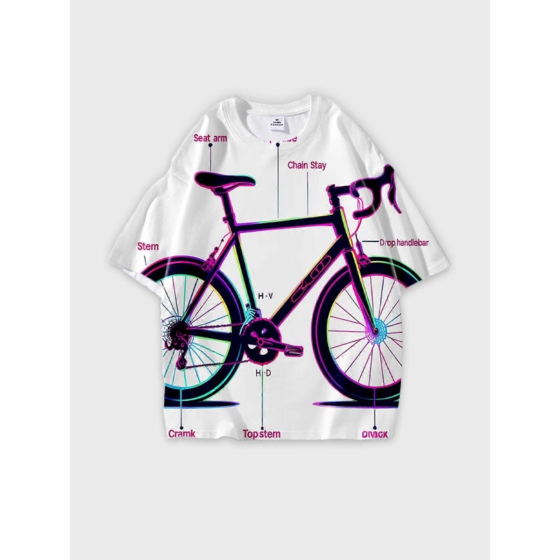 T-Shirt Round Neck, Loose Short Sleeve Pattern Graphic Tee, Unisex Summer Casual Top U1835