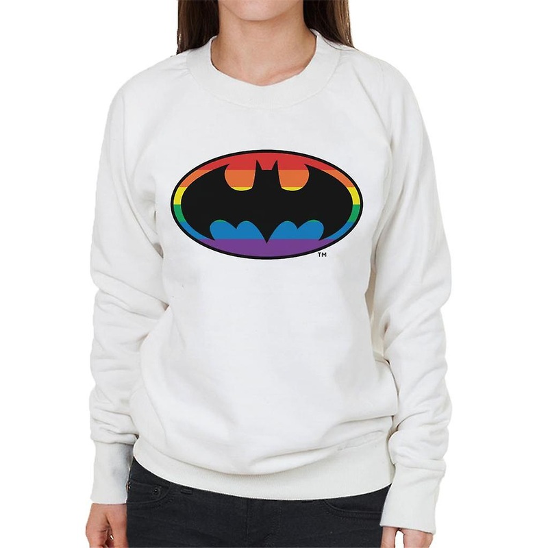 Batman Black Bat Symbol Rainbow Background Women’s Sweatshirt