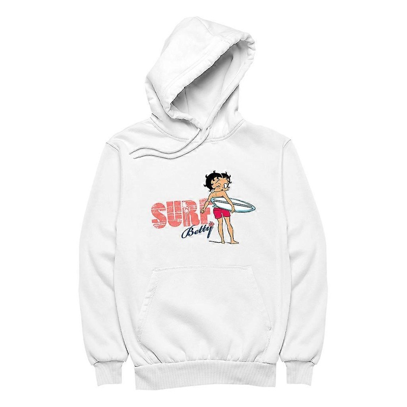 Betty Boop Surf White And Blue Board Women’s Hooded Sweatshirt