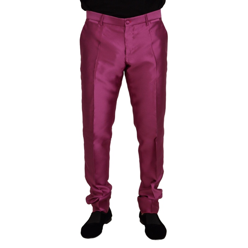 Dolce & Gabbana Pink Silk Slim Trousers Dress Formal Pants