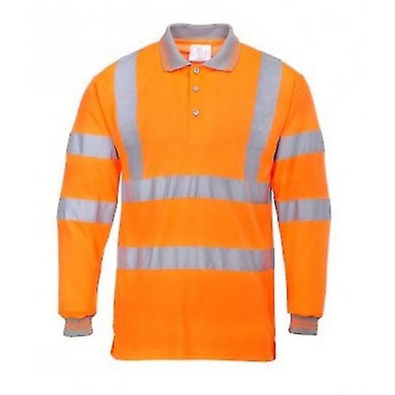 Portwest Mens Hi-Vis Long Sleeve Polo Shirt