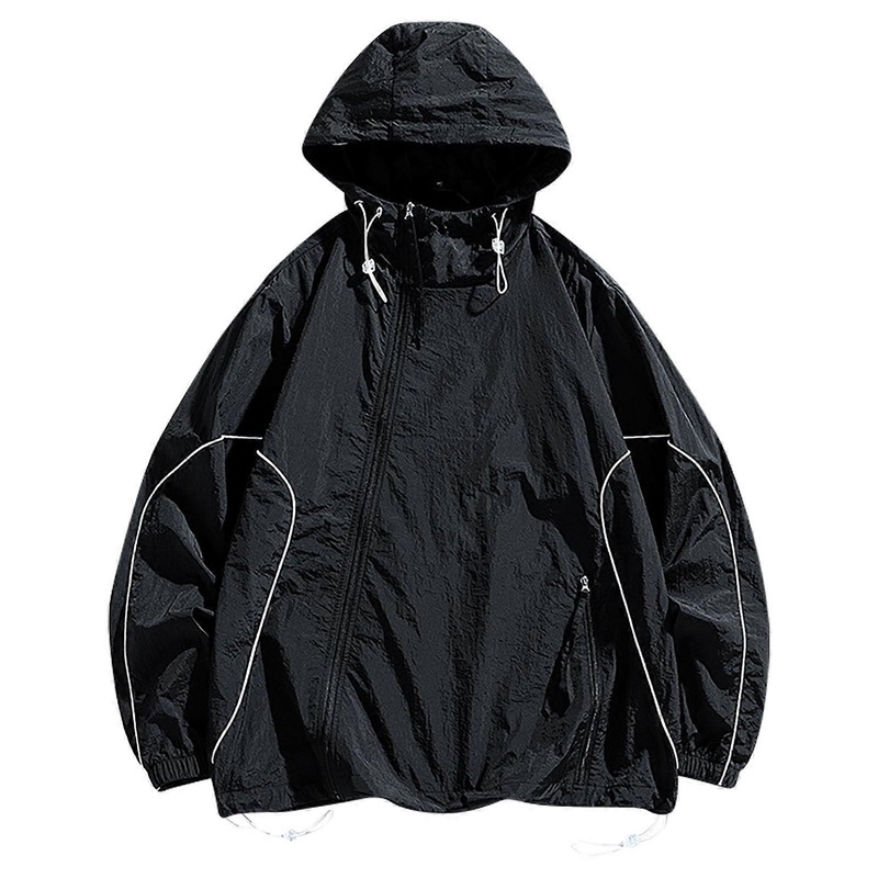 UV Clothing Women’s Sun Protection Hooded Jacket Zip Front Lightweight QuickDrying Black Size M
