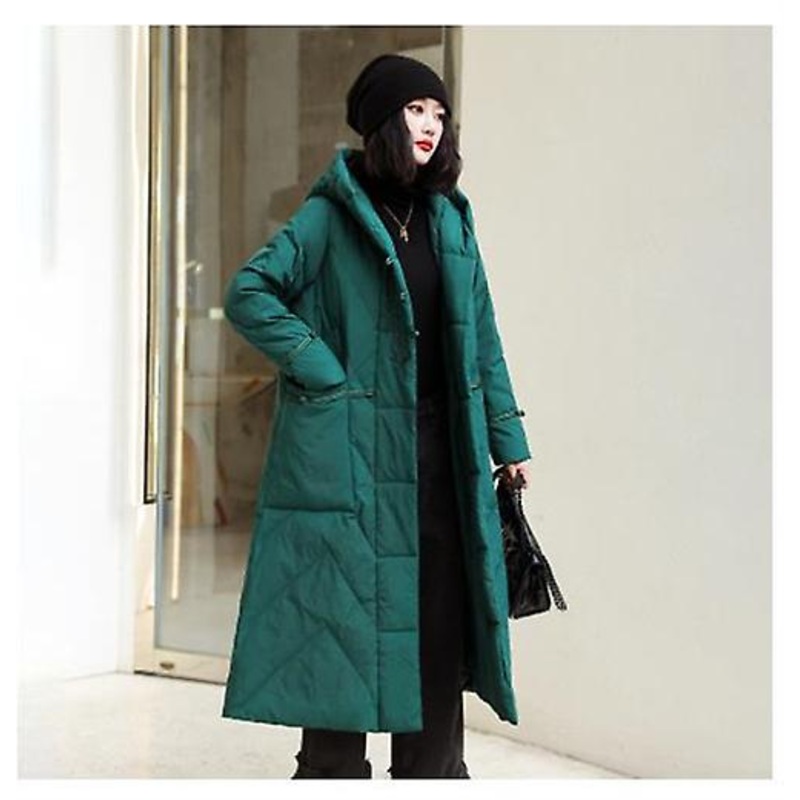 Women’s Long Hooded Cotton Coat 2022 Autumn/winter New Arrival Fashion Down Jacket Ladies Outdoor Solid Color Warm Coat